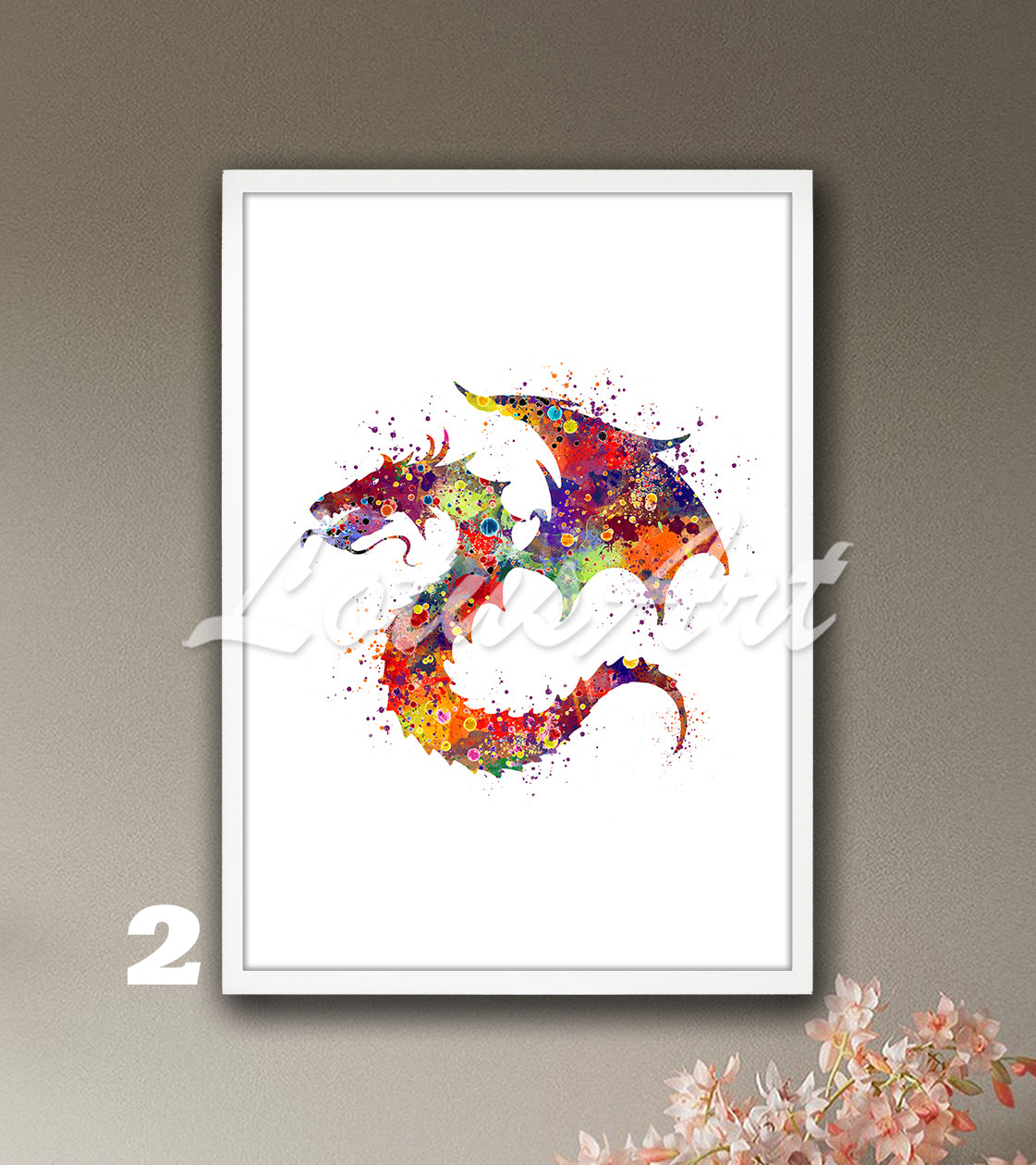 Dragon Watercolor Wall Art Print– Fantasy Nursery & Kids Room Decor
