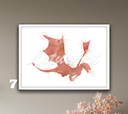 Flying Dragon Watercolor Art Print – Fantasy Kids Room & Nursery Wall Decor
