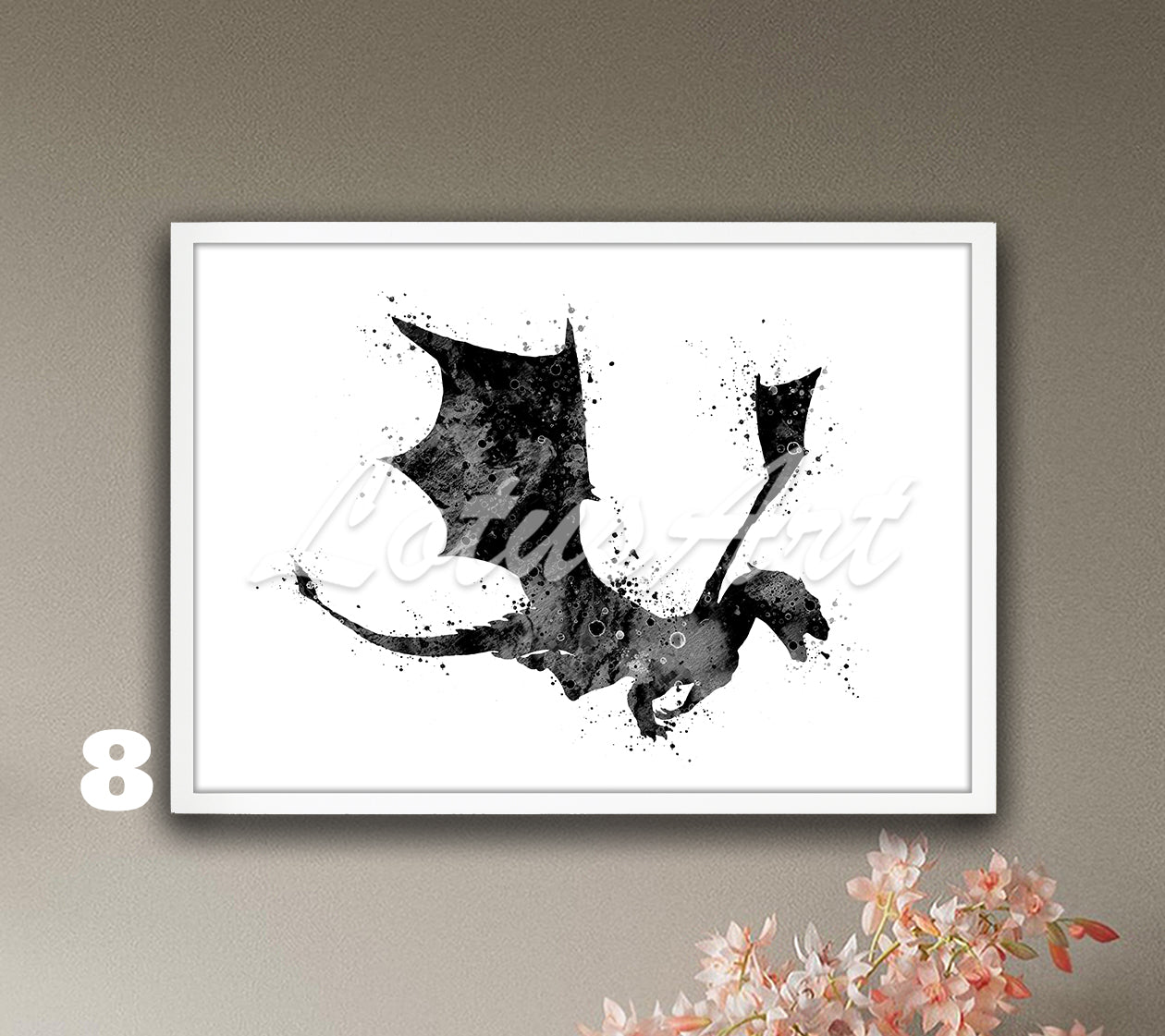 Flying Dragon Watercolor Art Print – Fantasy Kids Room & Nursery Wall Decor