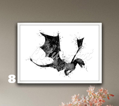 Flying Dragon Watercolor Art Print – Fantasy Kids Room & Nursery Wall Decor