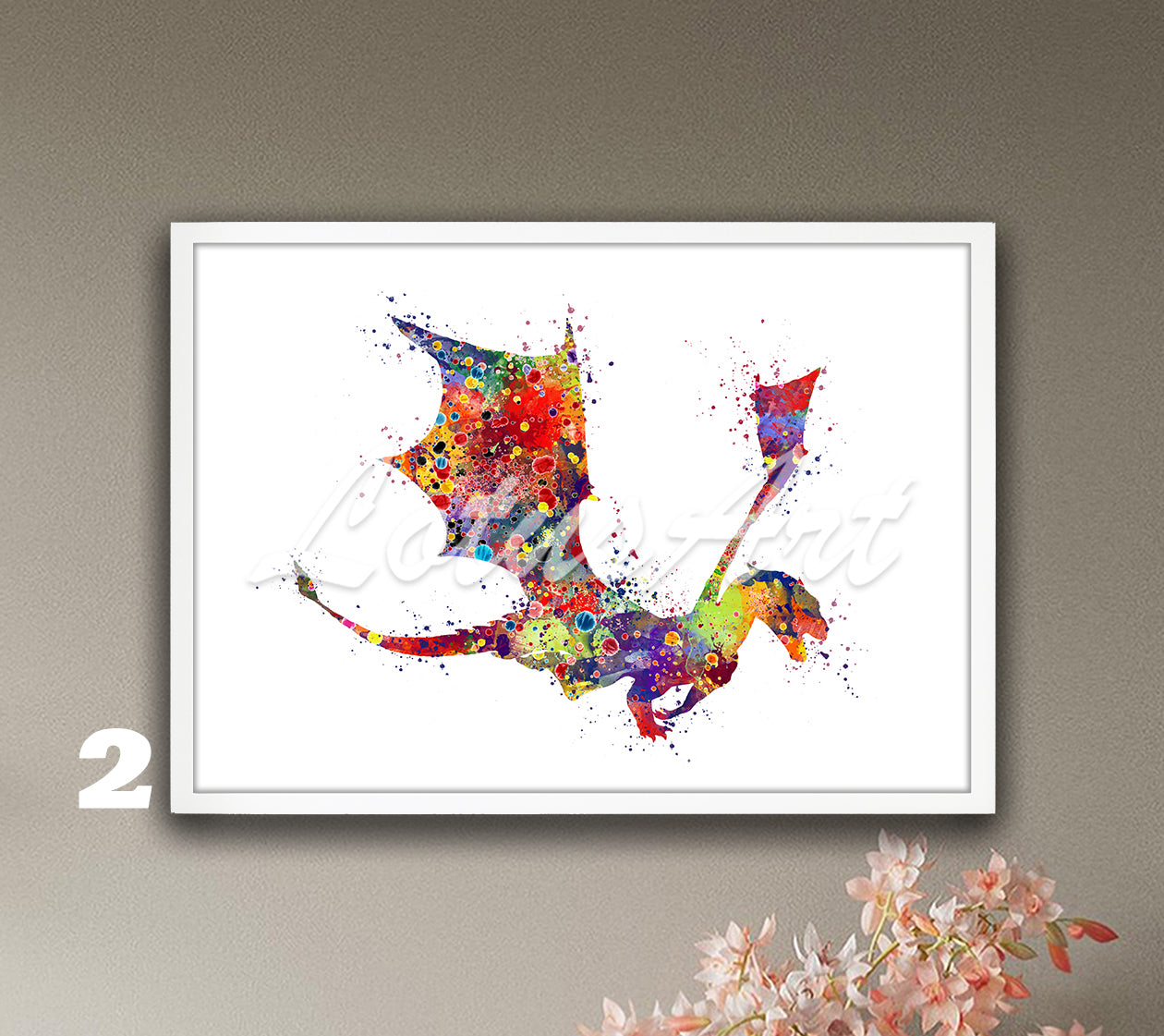 Flying Dragon Watercolor Art Print – Fantasy Kids Room & Nursery Wall Decor