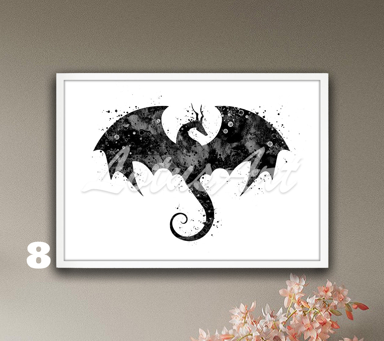Flying Dragon Watercolor Print – Fantasy Kids Room & Nursery Wall Art