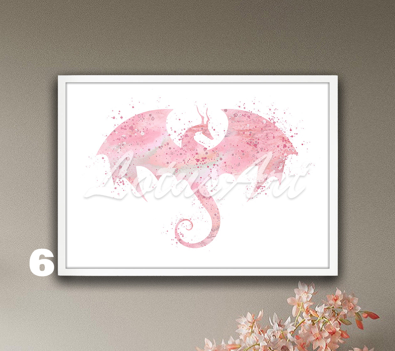 Flying Dragon Watercolor Print – Fantasy Kids Room & Nursery Wall Art