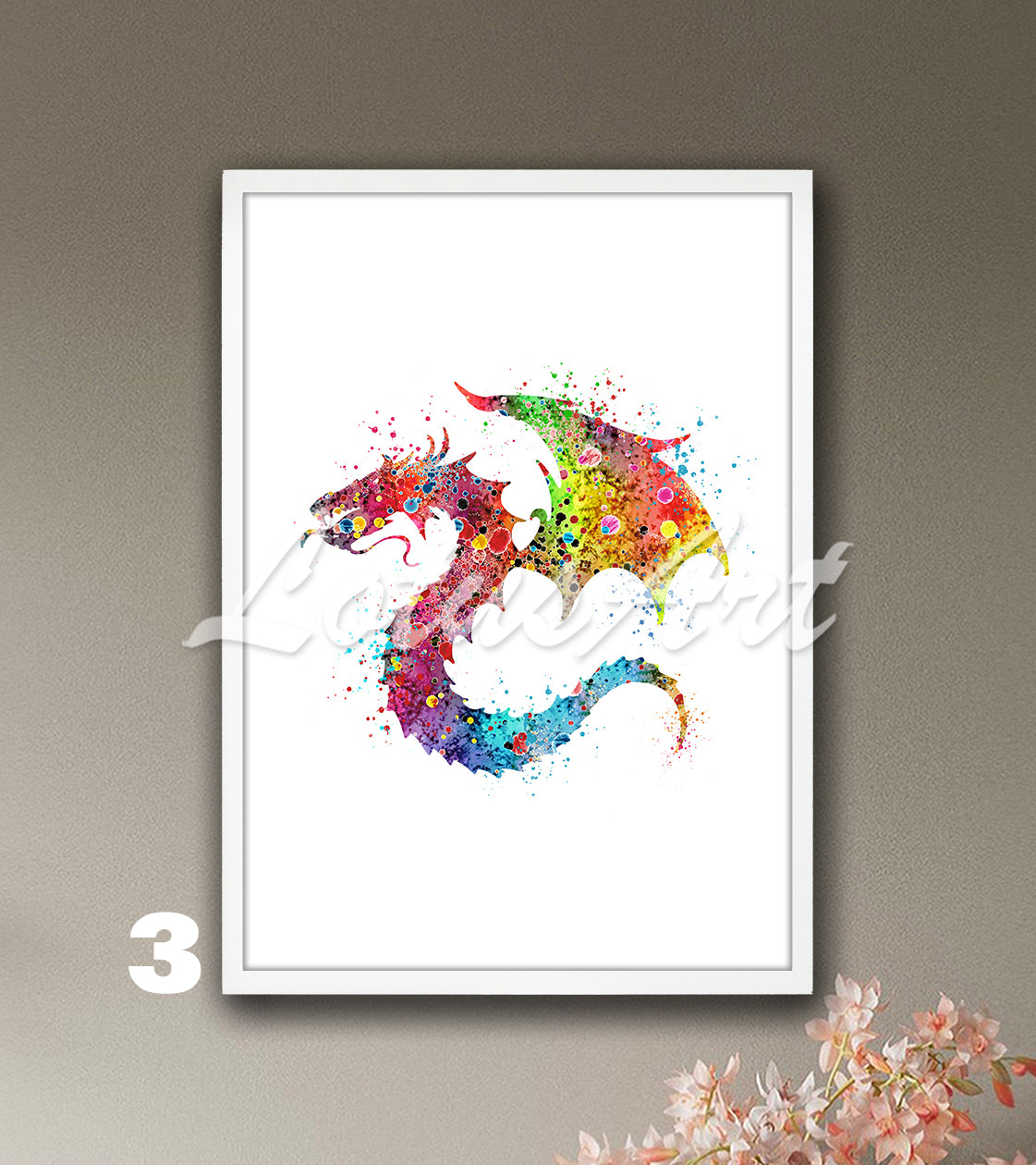 Dragon Watercolor Wall Art Print– Fantasy Nursery & Kids Room Decor