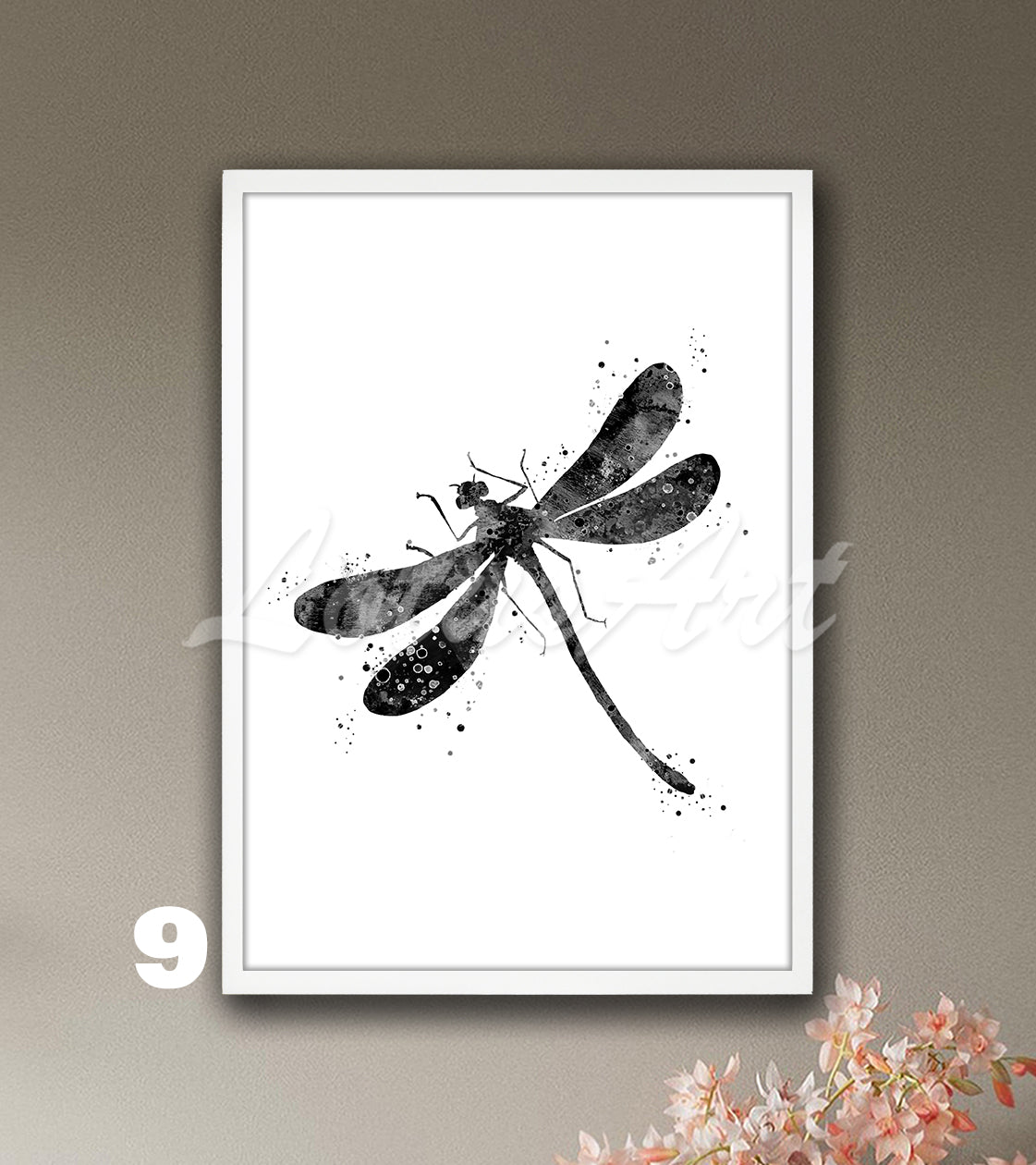 Dragonfly Watercolor Print, Nursery Decor & Botanical Kids Room Wall Art