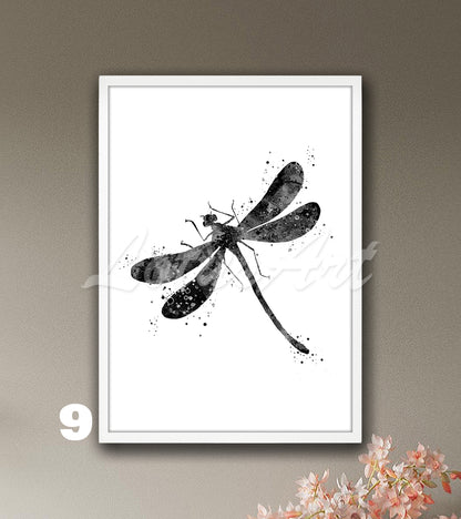 Dragonfly Watercolor Print, Nursery Decor & Botanical Kids Room Wall Art