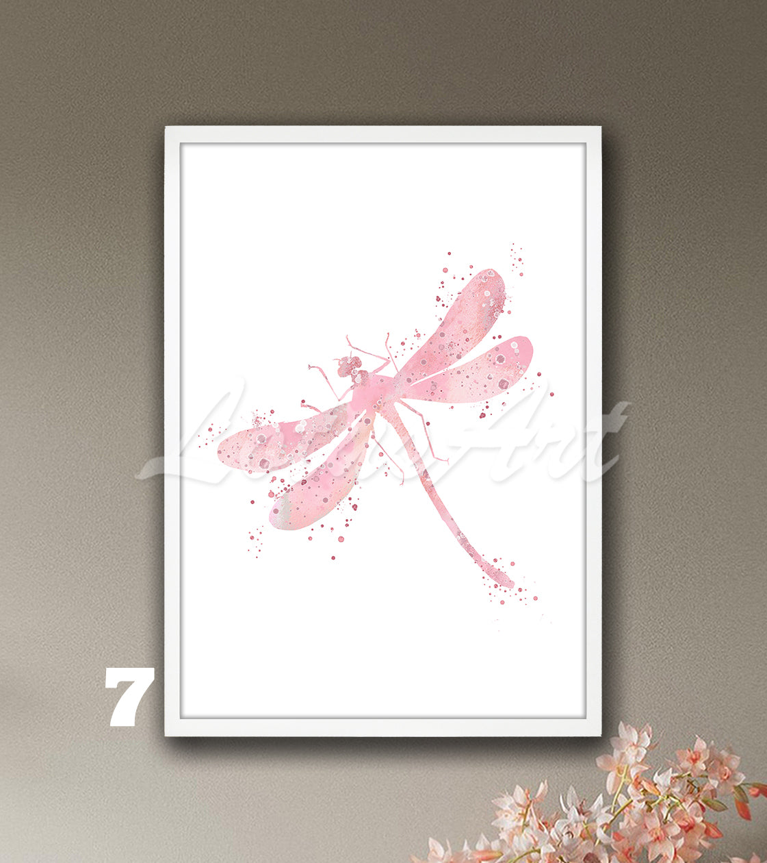 Dragonfly Watercolor Print, Nursery Decor & Botanical Kids Room Wall Art