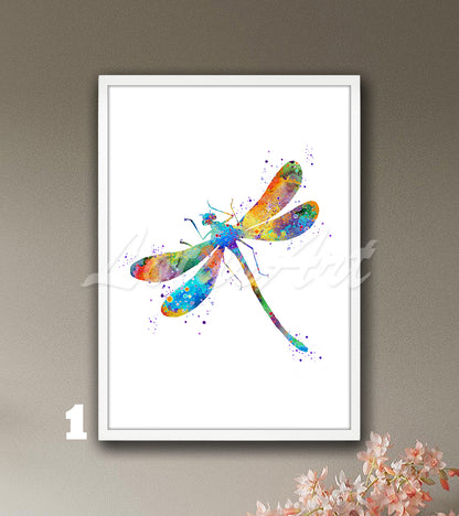 Dragonfly Watercolor Print, Nursery Decor & Botanical Kids Room Wall Art