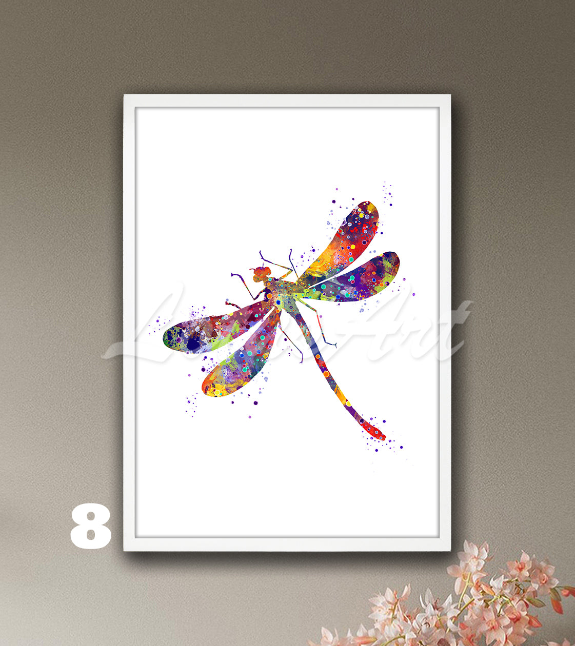 Dragonfly Watercolor Print, Nursery Decor & Botanical Kids Room Wall Art