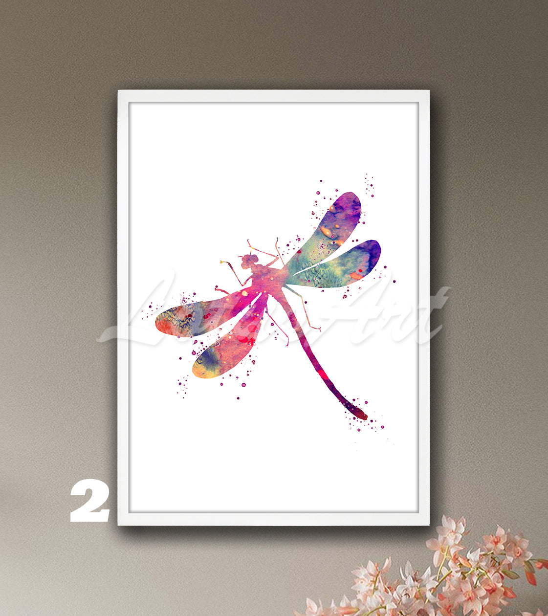 Dragonfly Watercolor Print, Nursery Decor & Botanical Kids Room Wall Art