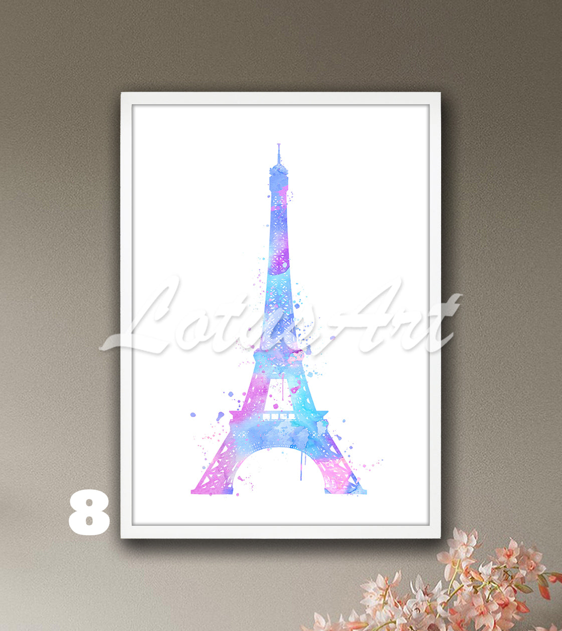 Eiffel Tower Watercolor Art Print – Paris France Travel Wall Decor