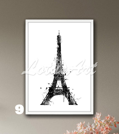 Eiffel Tower Watercolor Art Print – Paris France Travel Wall Decor