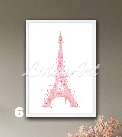 Eiffel Tower Watercolor Art Print – Paris France Travel Wall Decor