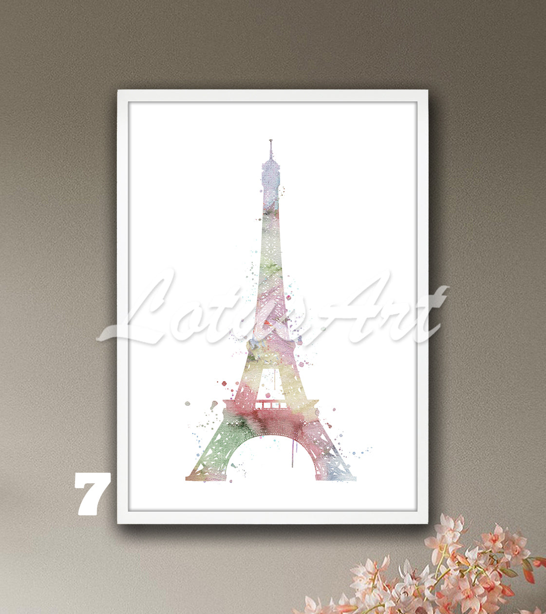 Eiffel Tower Watercolor Art Print – Paris France Travel Wall Decor