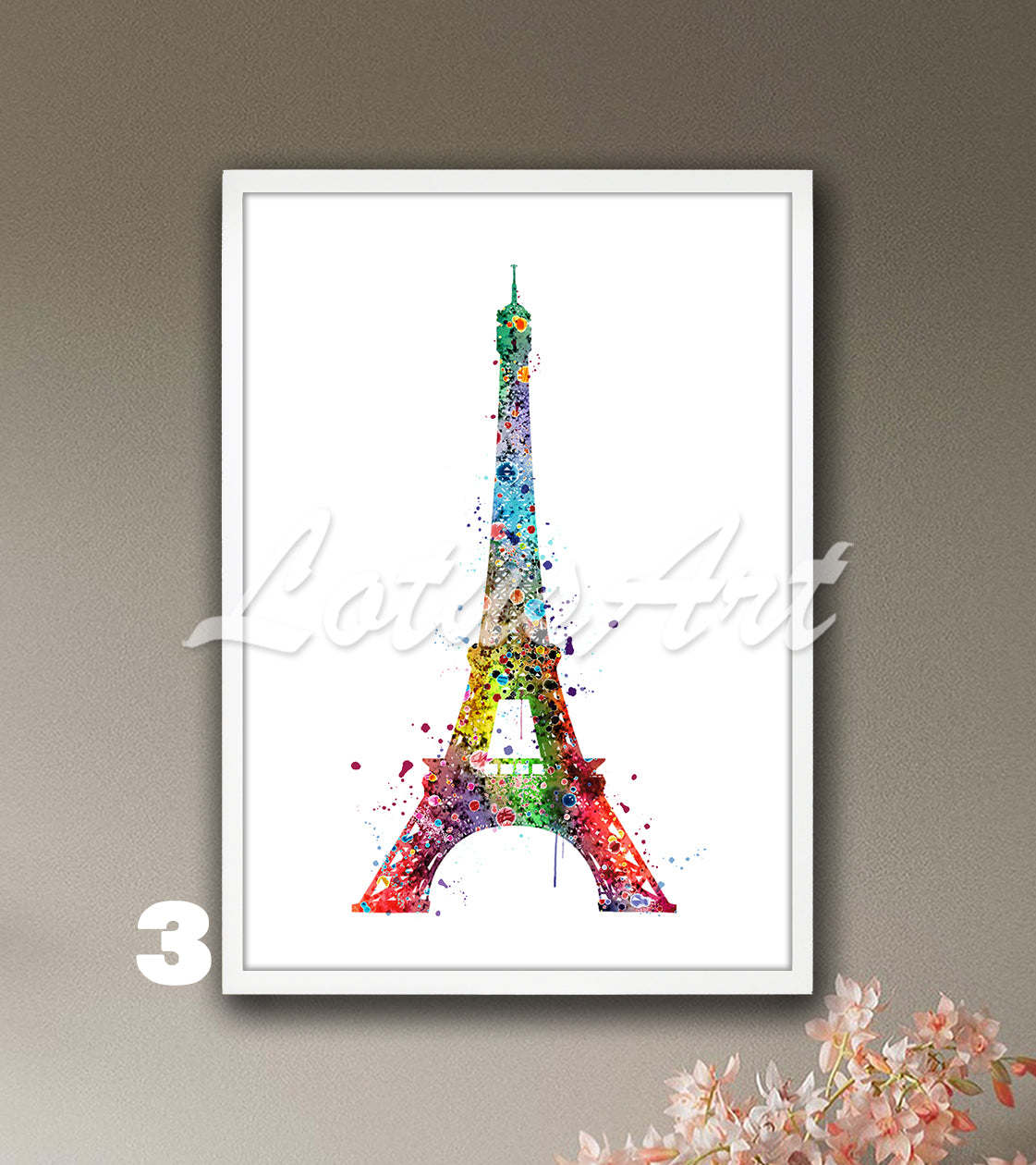 Eiffel Tower Watercolor Art Print – Paris France Travel Wall Decor