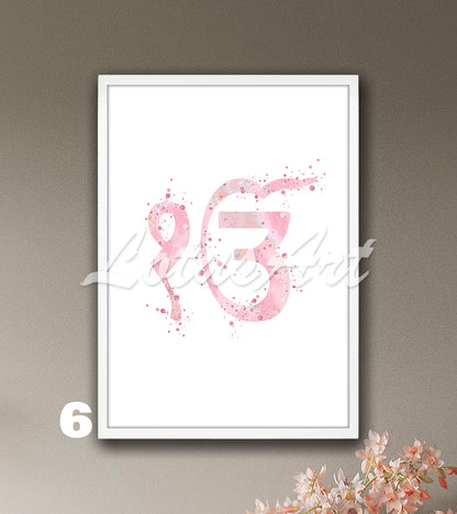 Ek Onkar Symbol Watercolor Art Print – Sikhism & Spiritual Wall Decor