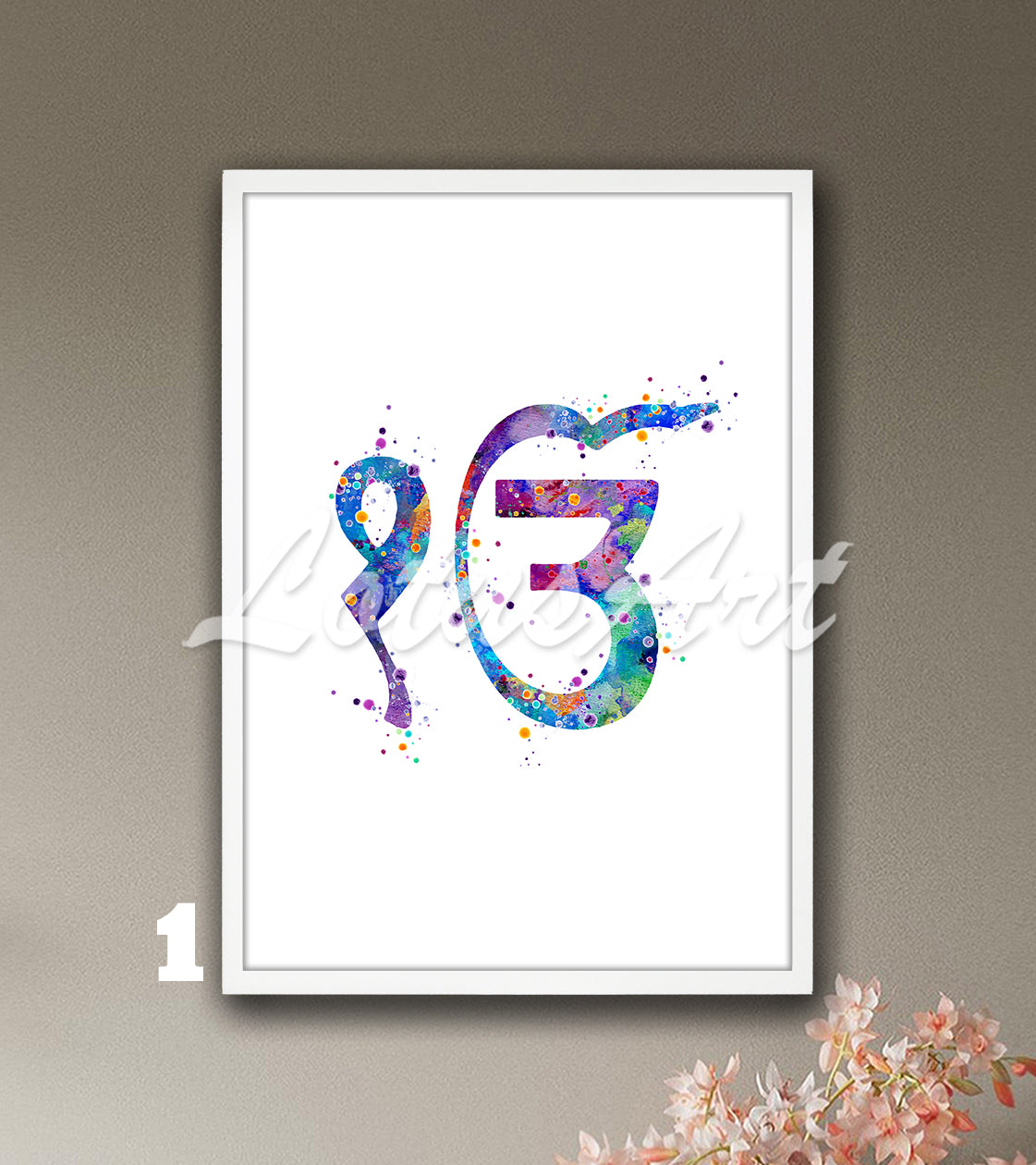Ek Onkar Symbol Watercolor Art Print – Sikhism & Spiritual Wall Decor