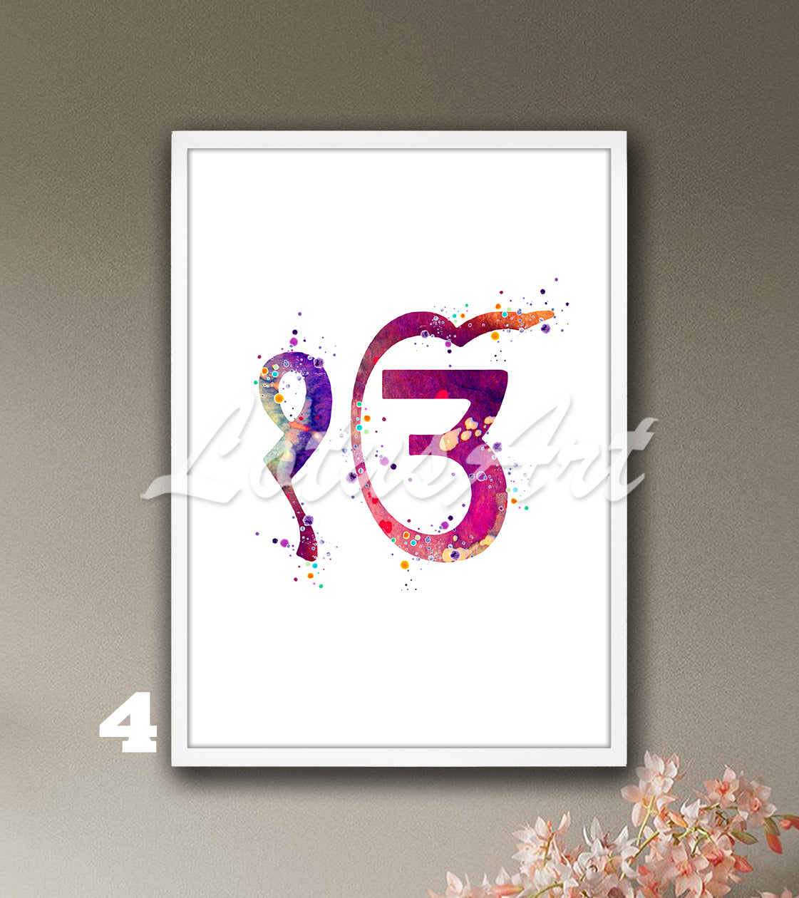 Ek Onkar Symbol Watercolor Art Print – Sikhism & Spiritual Wall Decor