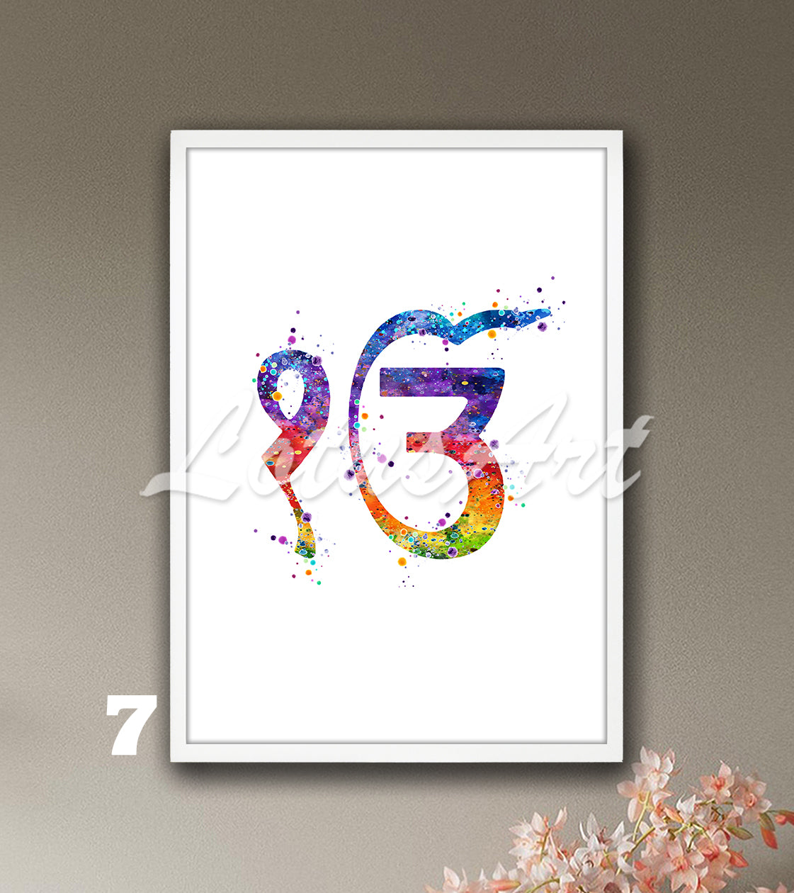 Ek Onkar Symbol Watercolor Art Print – Sikhism & Spiritual Wall Decor