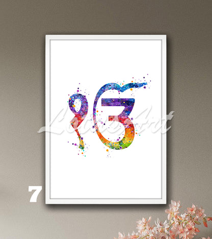 Ek Onkar Symbol Watercolor Art Print – Sikhism & Spiritual Wall Decor
