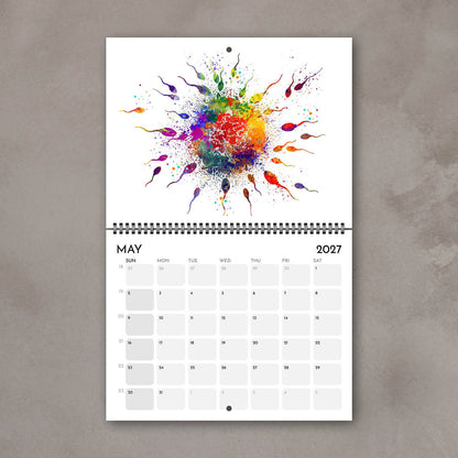 2027 anatomy wall calendar spreads with human fertilization artwork, medical science painting