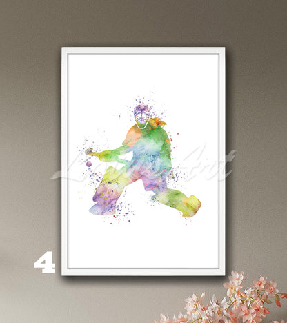 Field hockey goalie girl watercolor sports art print in pastel colors - girls room wall decor