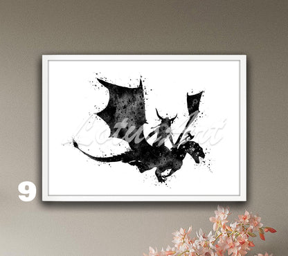 Girl Viking Riding Dragon Watercolor Print – Fantasy Kids Room & Nursery Wall Art