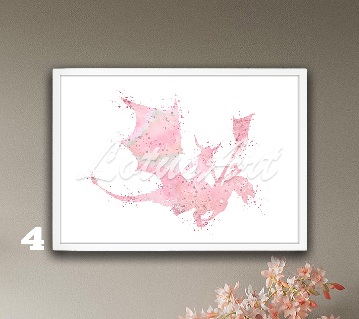 Girl Viking Riding Dragon Watercolor Print – Fantasy Kids Room & Nursery Wall Art