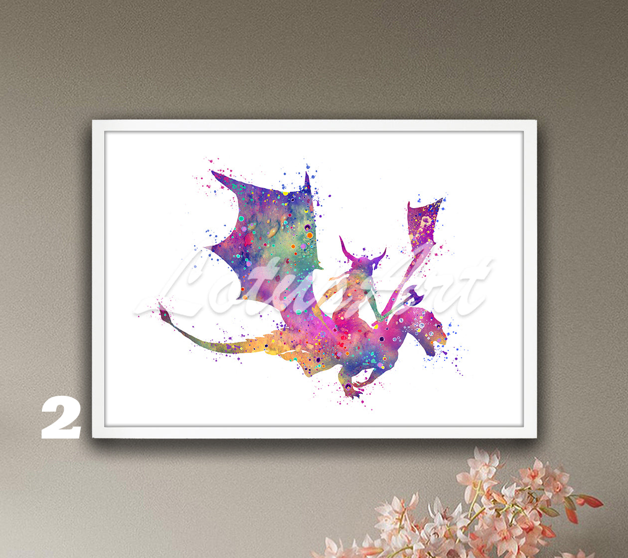 Girl Viking Riding Dragon Watercolor Print – Fantasy Kids Room & Nursery Wall Art