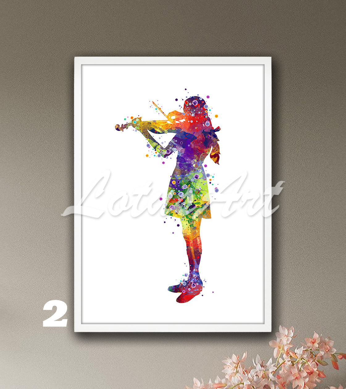 Girl Violinist Watercolor Print: Music Studio Decor, Girls Room Wall Art