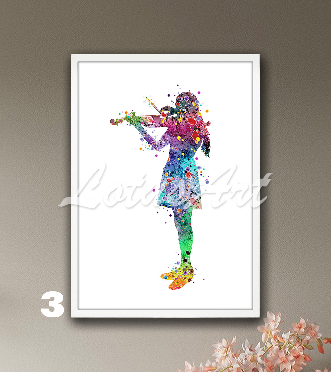 Girl Violinist Watercolor Print: Music Studio Decor, Girls Room Wall Art