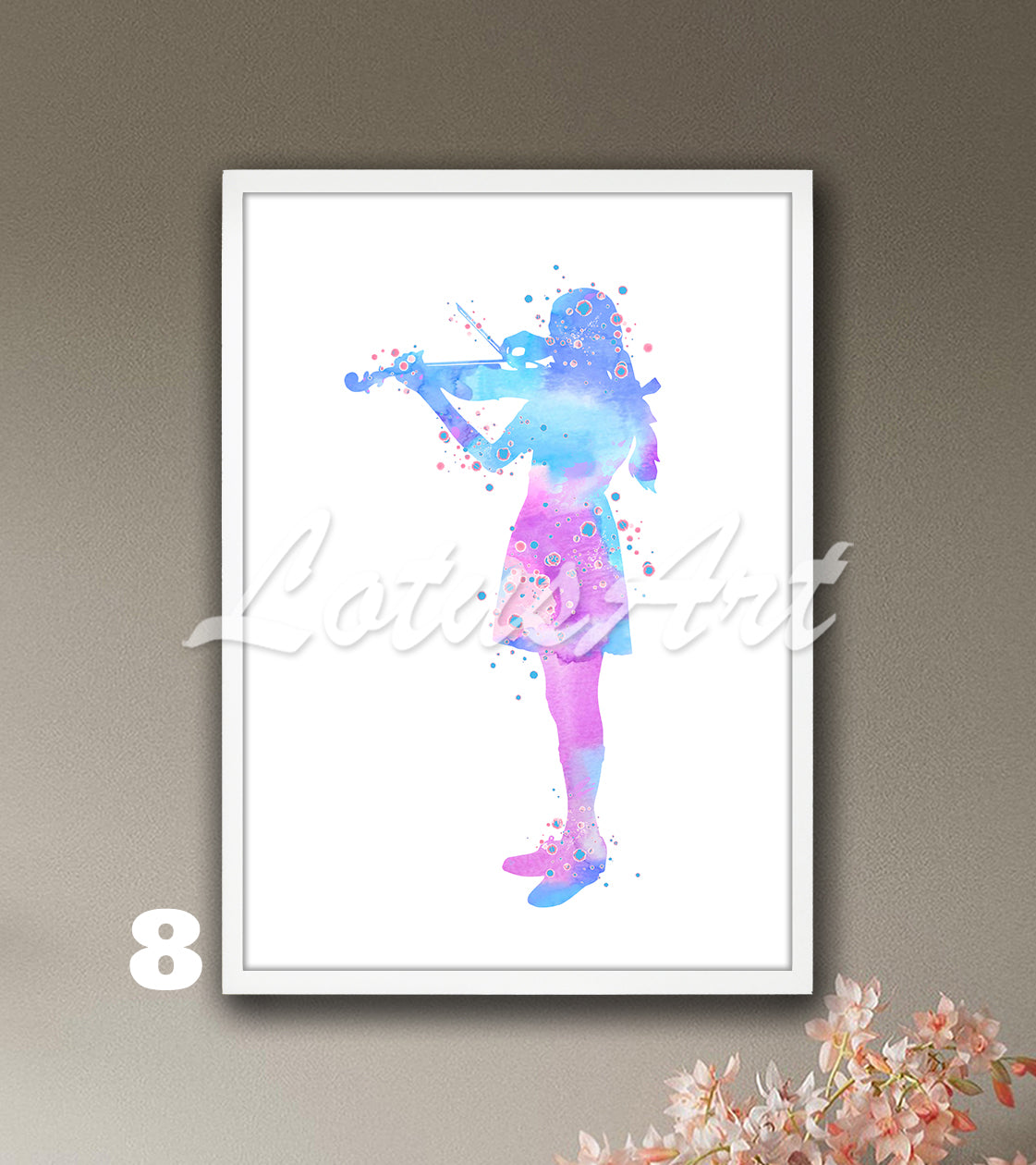 Girl Violinist Watercolor Print: Music Studio Decor, Girls Room Wall Art