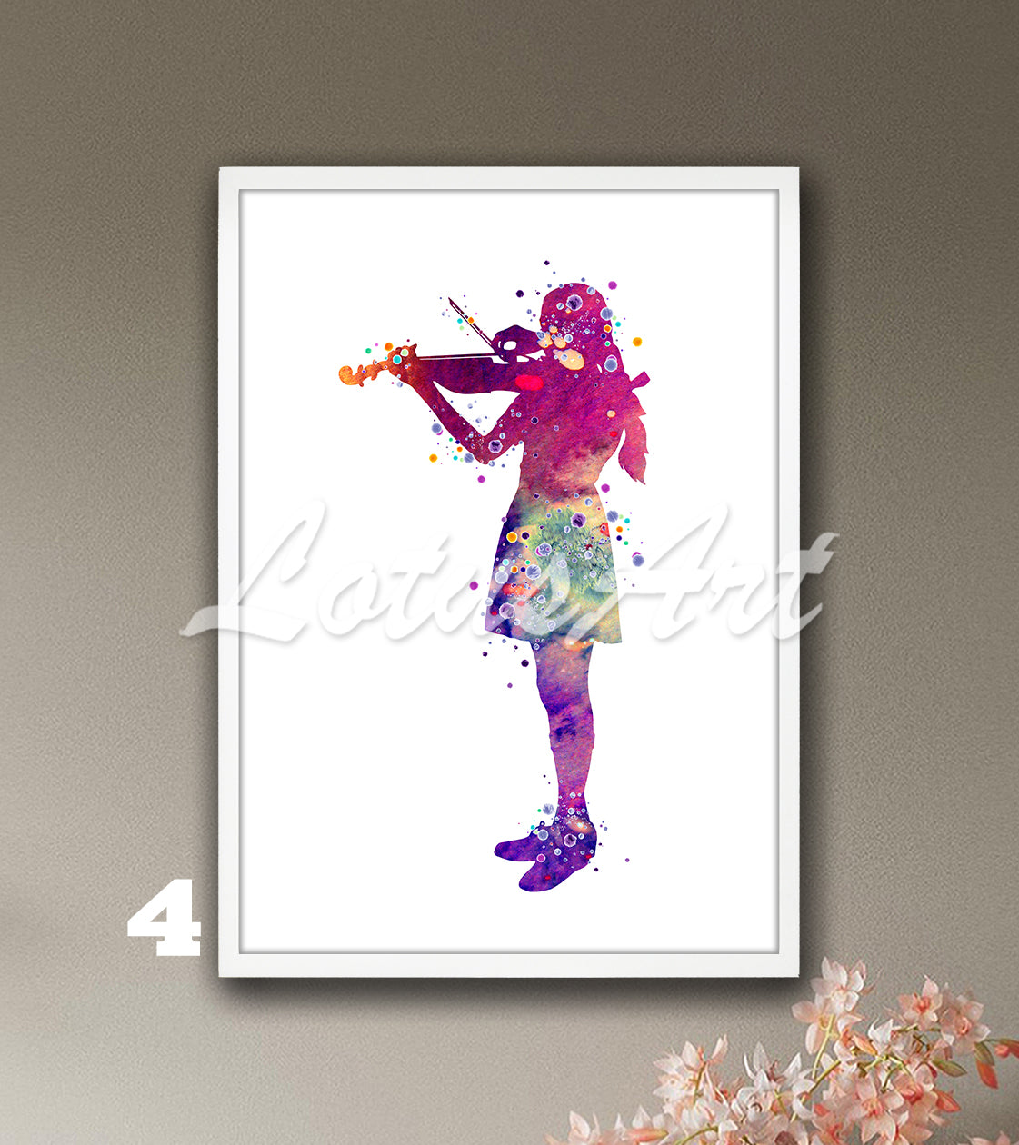 Girl Violinist Watercolor Print: Music Studio Decor, Girls Room Wall Art