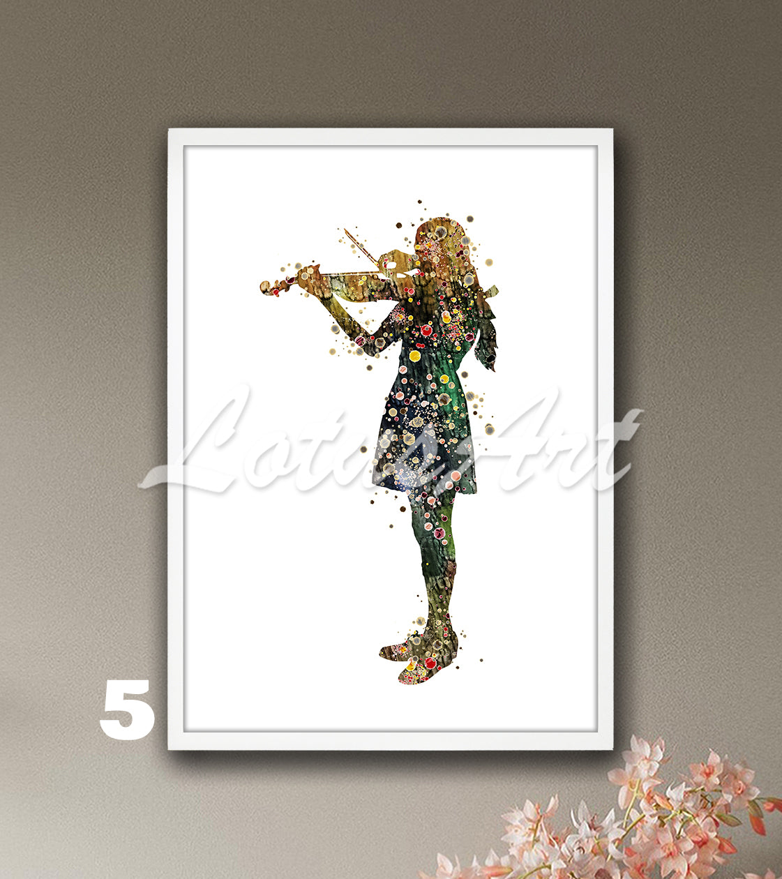 Girl Violinist Watercolor Print: Music Studio Decor, Girls Room Wall Art