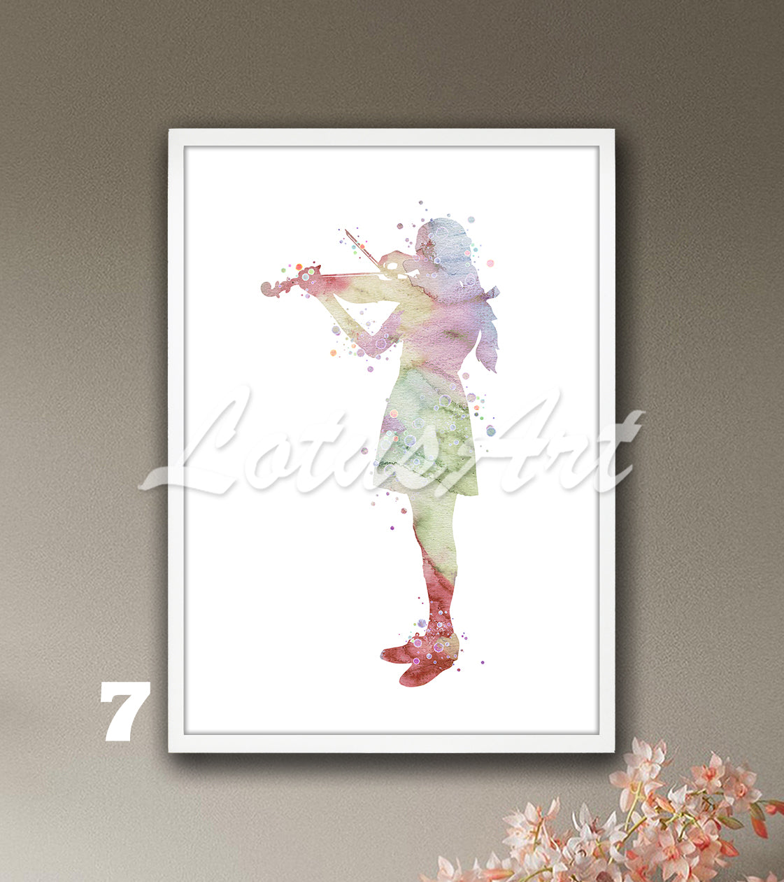 Girl Violinist Watercolor Print: Music Studio Decor, Girls Room Wall Art