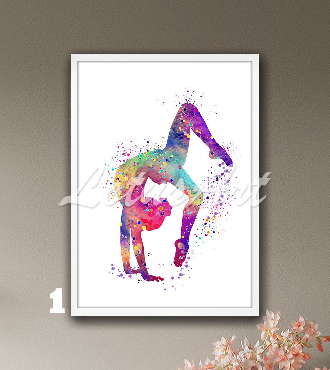 Gymnast watercolor art print - tumbling girl sports wall decor