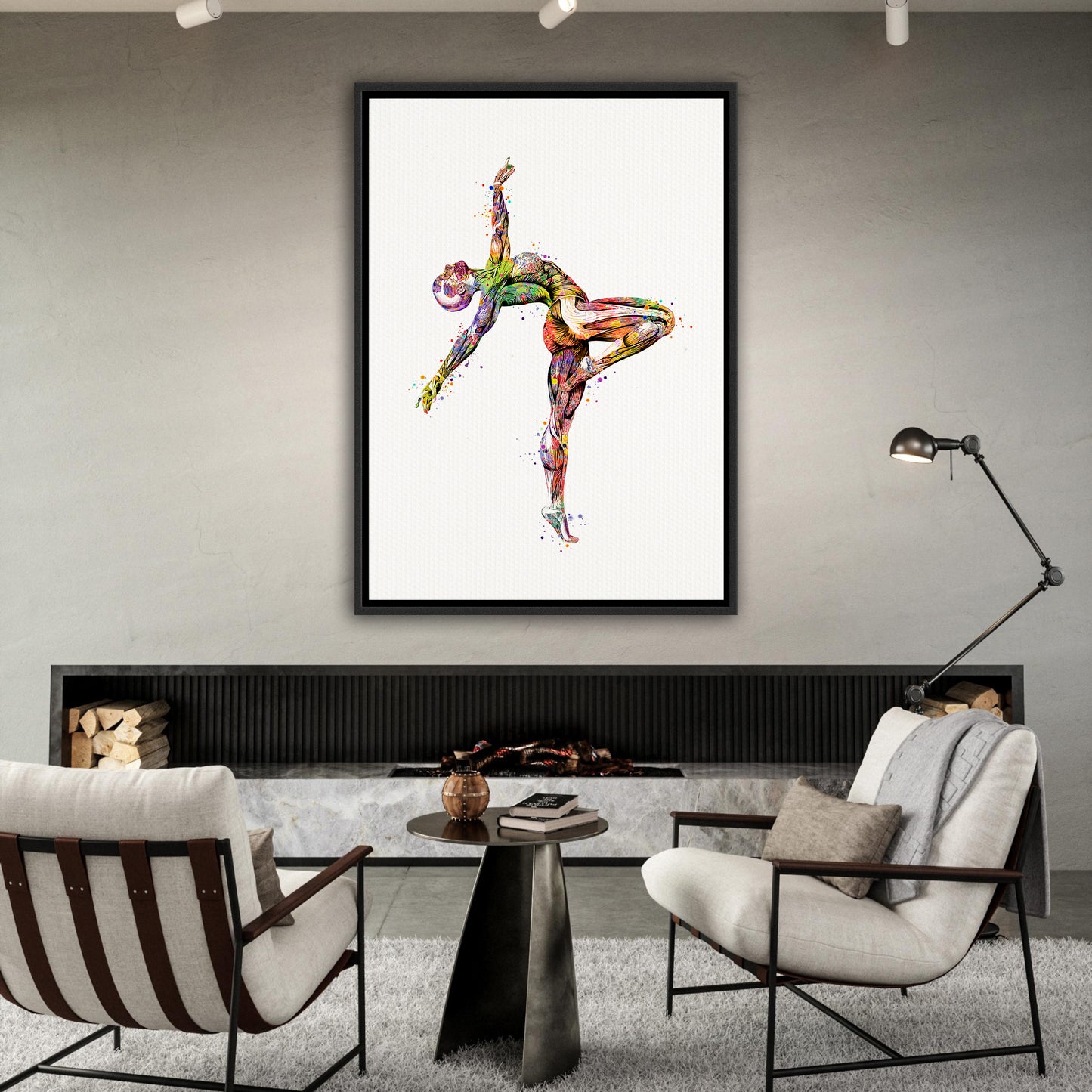 Body muscles anatomy canvas art of a gymnast, watercolor print of sports medical painting.