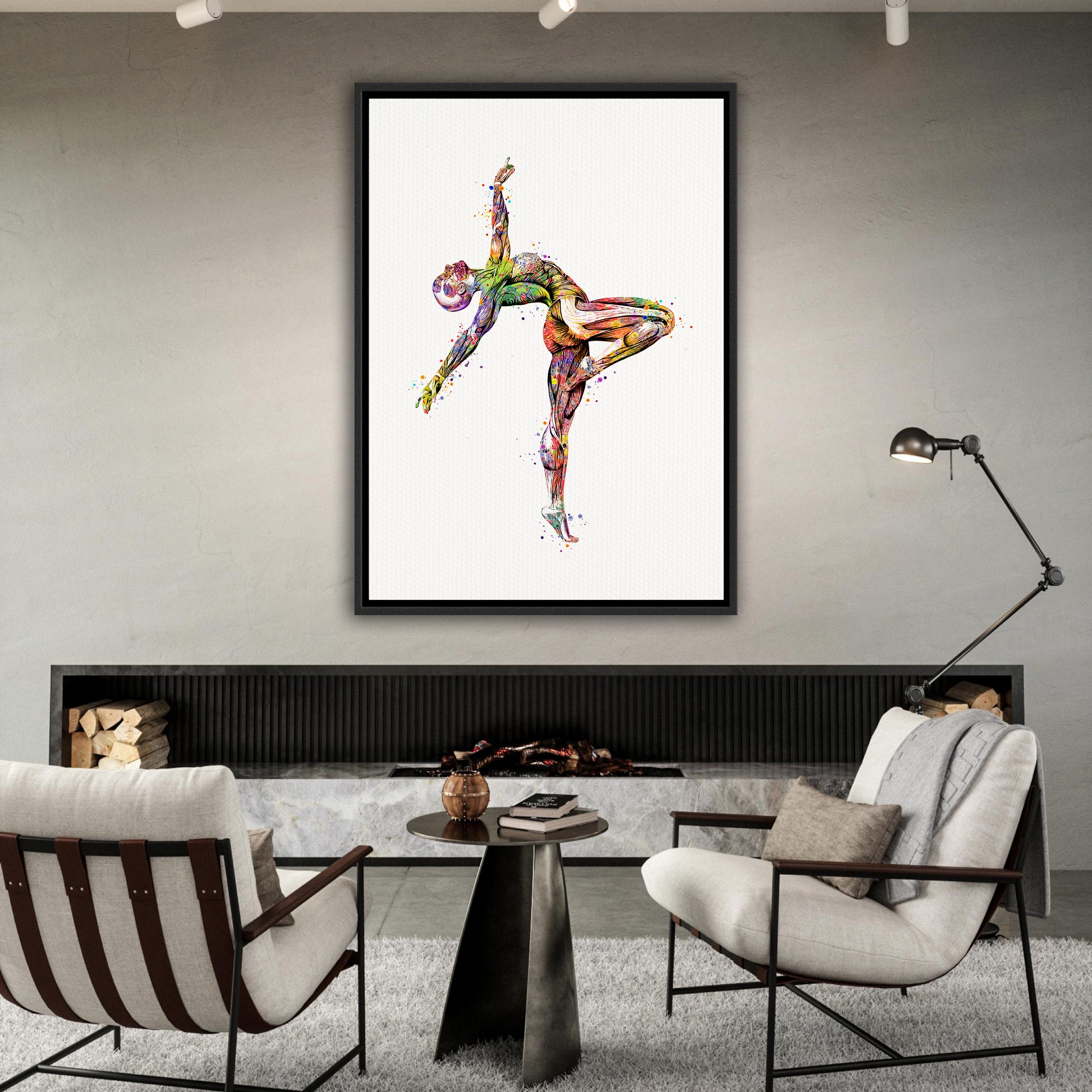 Body muscles anatomy canvas art of a gymnast, watercolor print of sports medical painting.