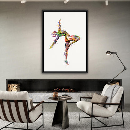 Body muscles anatomy canvas art of a gymnast, watercolor print of sports medical painting.