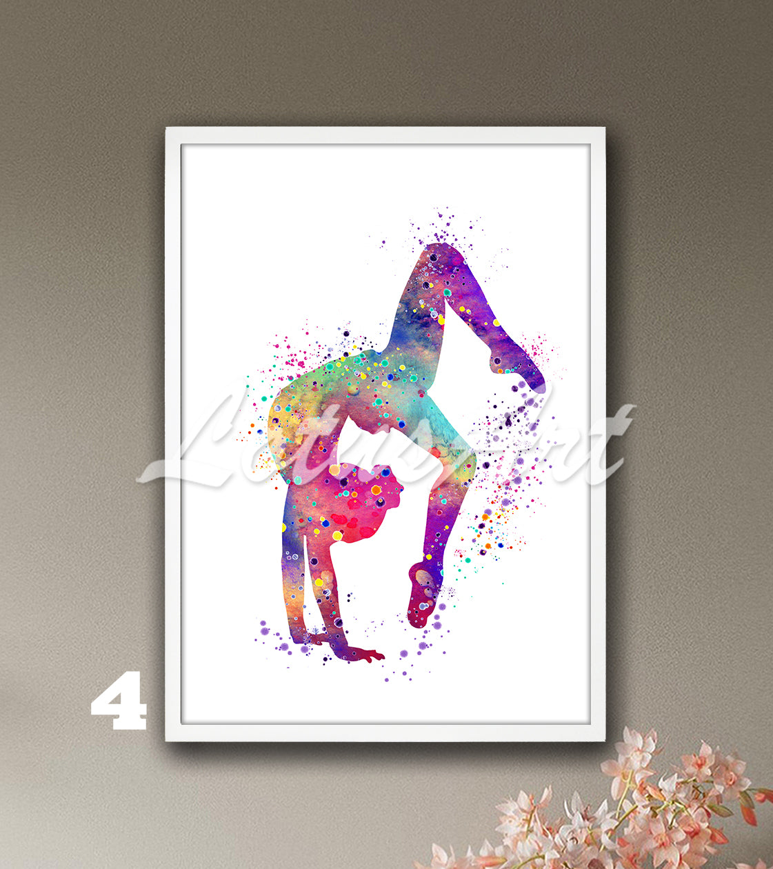 Colorful gymnastics tumbling sports print - vibrant watercolor wall art