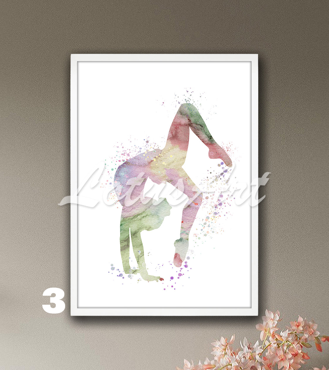 Gymnastics tumbling sports art in pastel tones - watercolor wall decor