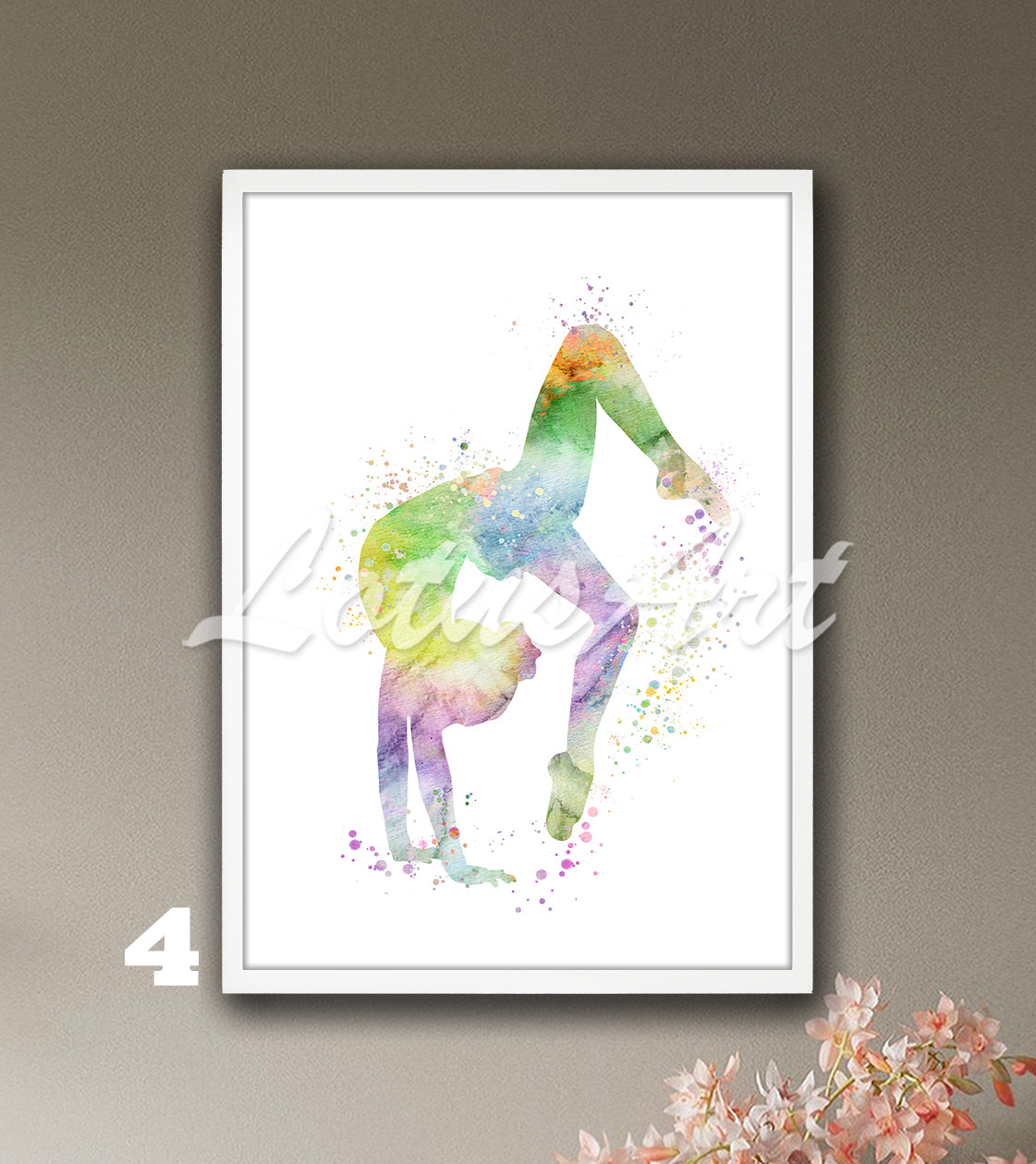 Gymnastics tumbling watercolor sports wall decor - girls room art print