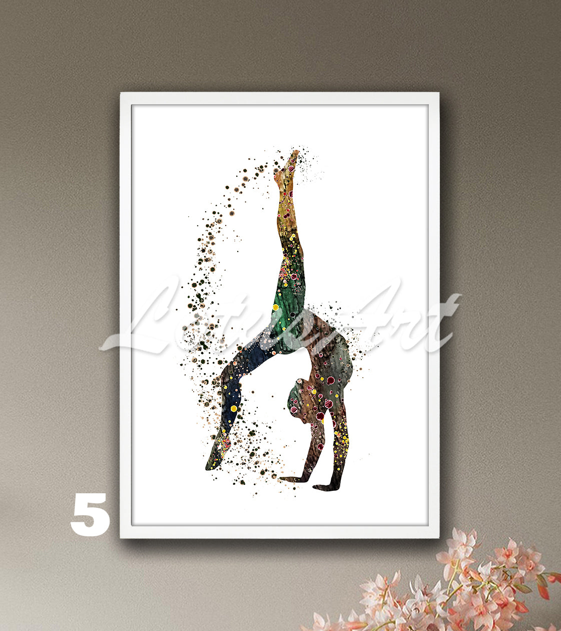 Gymnastics tumbling watercolor wall art - girls sports room decor