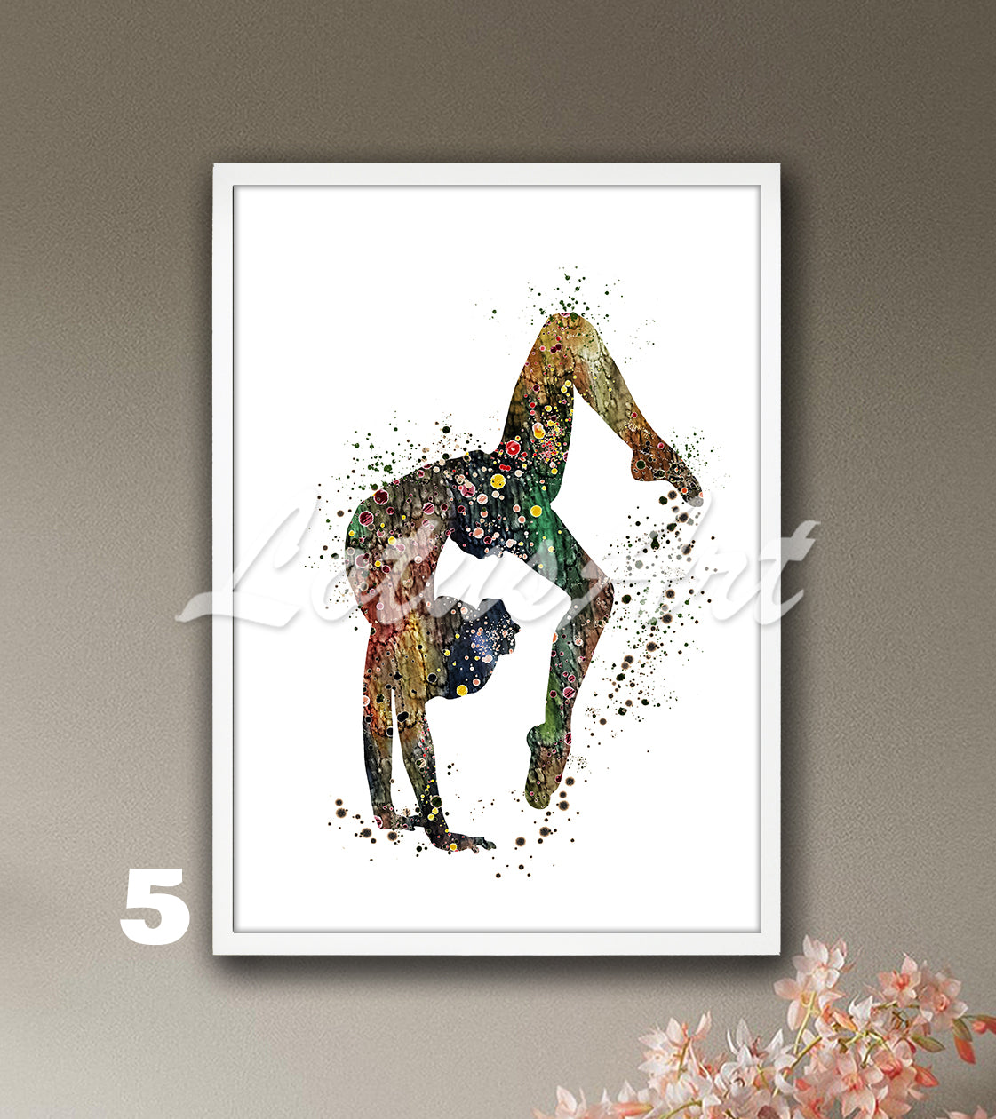 Gymnastics tumbling watercolor sports wall art - girls gymnast room decor
