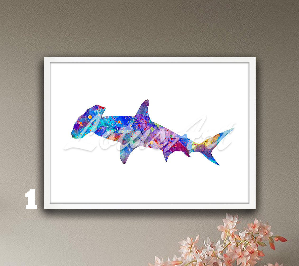 Hammerhead Shark Watercolor Wall Art – Nautical Nursery & Kids Room Decor