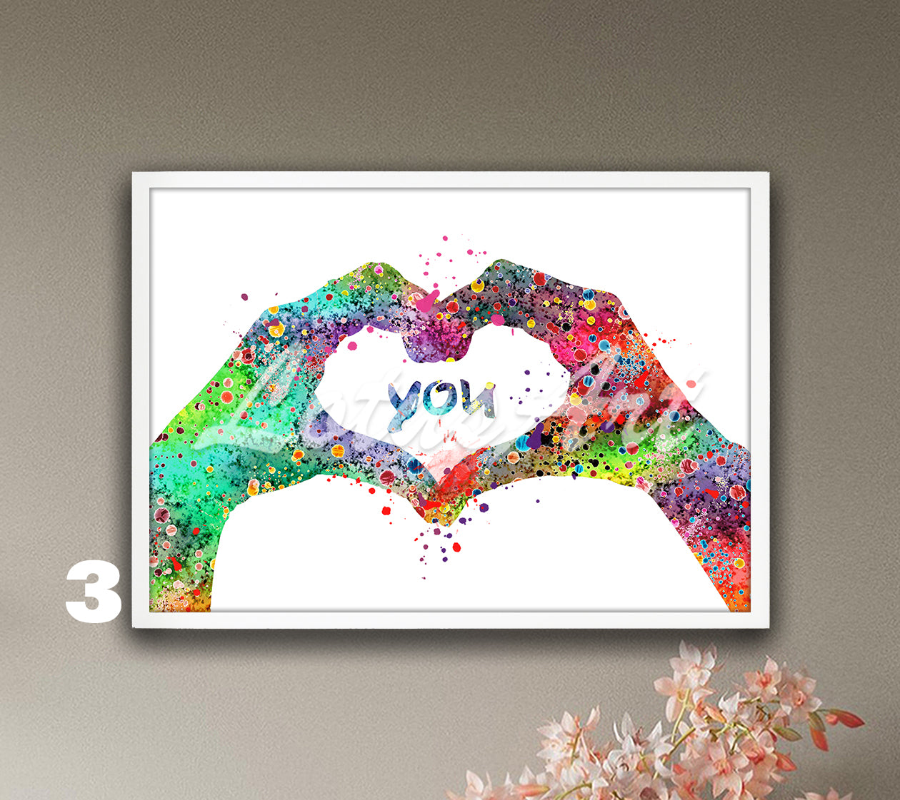 Heart Hands Love Watercolor Print – Romantic Valentine Gift for Her & for Him