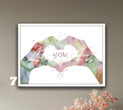 Heart Hands Love Watercolor Print – Romantic Valentine Gift for Her & for Him