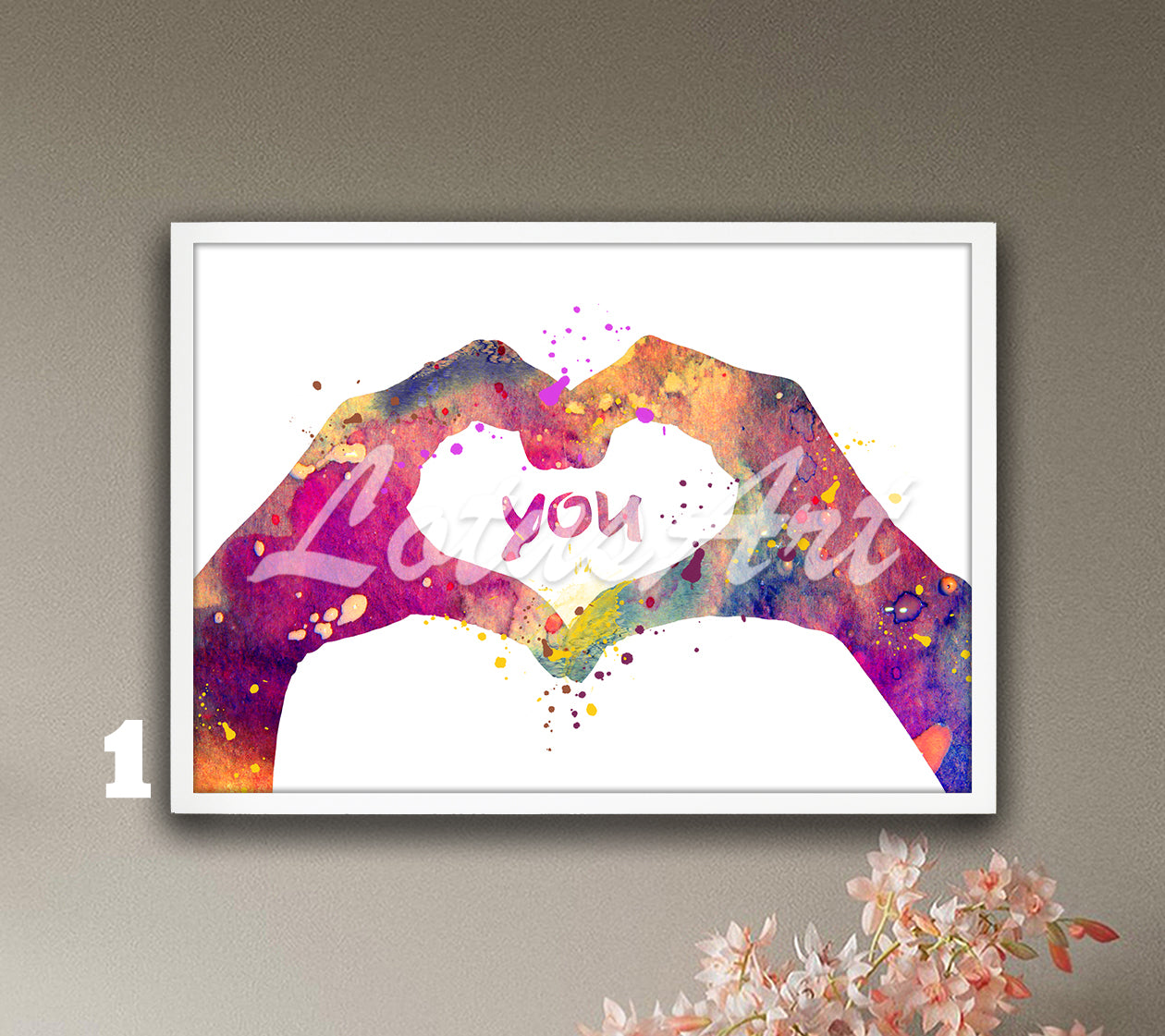 Heart Hands Love Watercolor Print – Romantic Valentine Gift for Her & for Him
