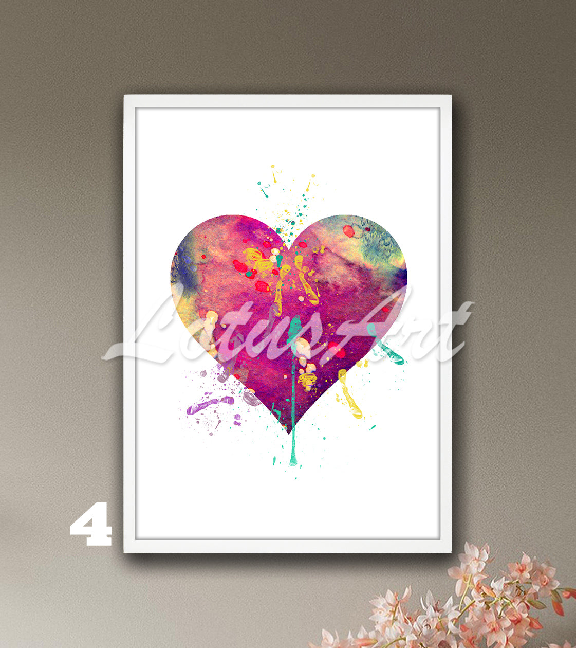 Heart Wall Art Love Watercolor Print – Romantic Gift for Her & Home Decor