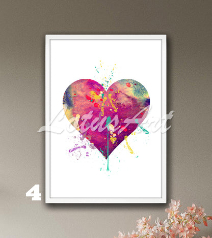 Heart Wall Art Love Watercolor Print – Romantic Gift for Her & Home Decor
